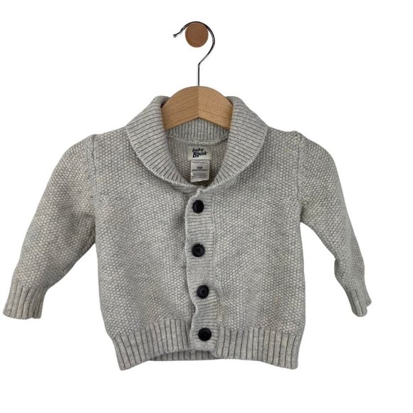 OshKosh B'gosh Botton Down Cardigan Light Gray 9M - Picture 1 of 4